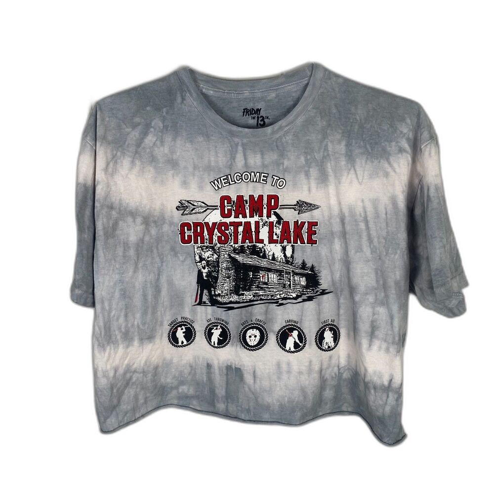 Friday the 13th Camp Crystal Lake Tye Dyed Crop Top Woman's Large
